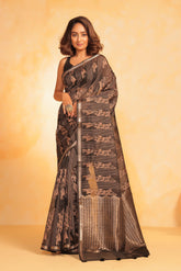 KAVVYA soft & lightweight black color benarasi handloom saree - KAVVYA